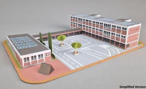 PAPERMAU: The Catholic Elementary School In Mondorf Paper Model - by Kallboys School Model Architecture, School Model, Model School, Future School, Catholic School, School Building, Paper Model, Smart City, Miniature Model