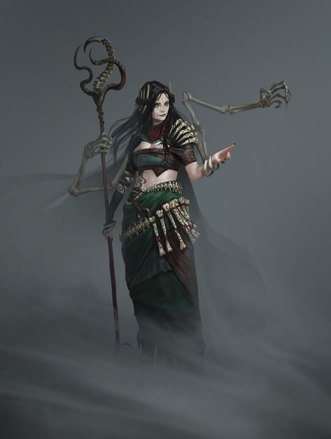 Bone Witch, Witch Characters, 다크 판타지, Female Human, Witch Art, Inspiring Art, Fantasy Warrior, Fantasy Rpg, Medieval Fantasy