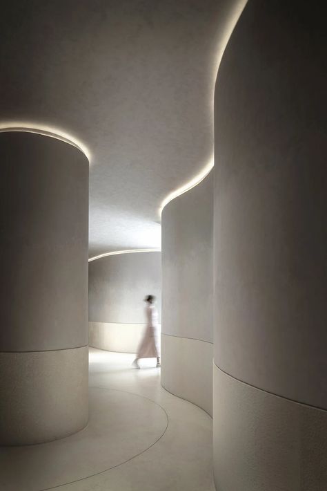 Lu Style (Beijing CBD) by Schin Architects with Atelier W | Australian Interior Design Awards Curved Design Interior, Curved Interior Architecture, Curvy Interior Design, Curved Wall Interior, Ethereal Interior Design, Wave Interior Design, Curved Walls Interior, Movement In Interior Design, Curved Interior Design