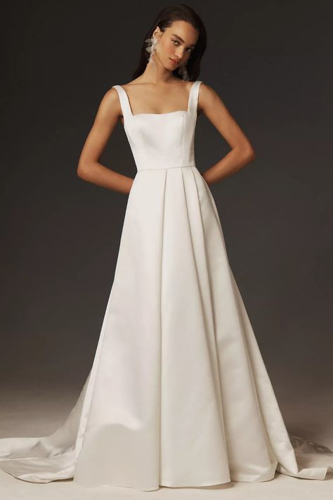 Wtoo by Watters Vivien Square-Neck A-Line Wedding Gown | Anthropologie