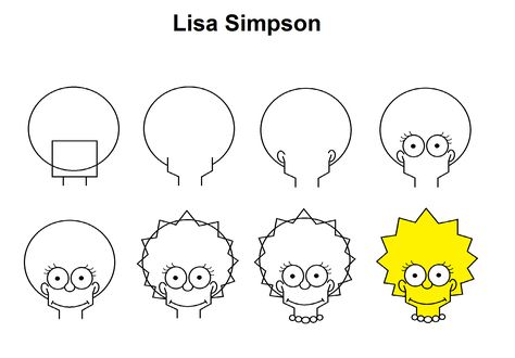 Lisa Simpson step-by-step tutorial. How To Draw Lisa Simpson Step By Step, How To Draw Lisa Simpson, How To Draw The Simpsons Step By Step, Step By Step Drawing Simpsons, Disney Drawing Tutorial, Beginner Sketches, Easy Disney Drawings, Simpsons Drawings, Homer Simpson