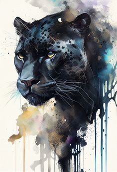 Panther Art, Animal Portraits Art, Big Cats Art, Watercolor Art Lessons, Alcohol Ink Art, Animals Artwork, Arte Animal, Cat Painting, Watercolor Animals