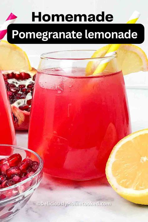 Pomegranate Lemonade Cocktail, Pomegranate Lemonade Recipe, Pom Juice Recipes, Wendy’s Blueberry Pomegranate Lemonade, Blueberry Pomegranate Lemonade, Homemade Pomegranate Juice, Pomegranate Juice Recipe Drinks, Apple Cider Lemonade, Pomegranate Tea Recipe