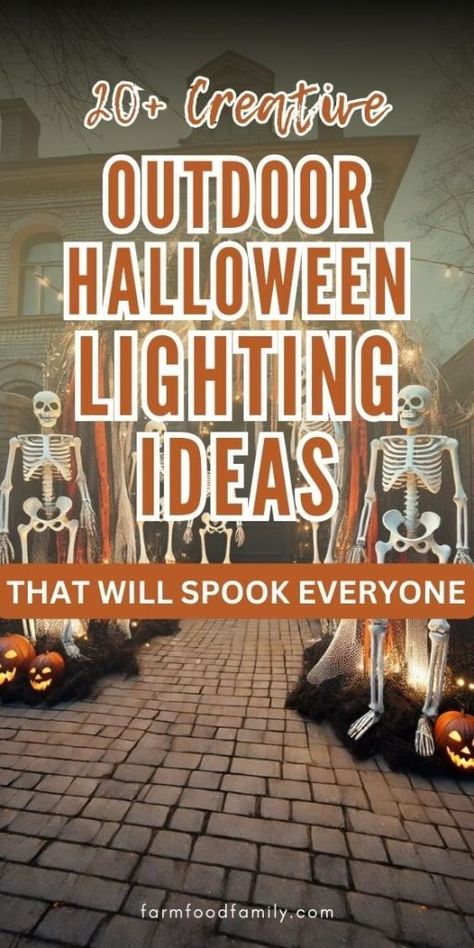 35+ Stunning Outdoor Halloween Lighting Ideas to Wow Your Guests 96 Halloween Decorations Outdoor Lighting, Diy Halloween Lighting Outdoor, Halloween Walkway Lights, Halloween Rooftop Ideas, Diy Halloween Solar Lights, Halloween Outdoor Lighting, Halloween Outdoor Lighting Ideas, Outdoor Halloween Lighting Ideas, Halloween Outdoor Lights