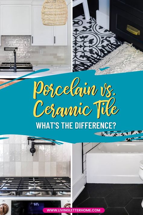 What's the difference between porcelain vs. ceramic tile and which one is right for you? Porcelain Vs Ceramic Tile, Makeover Tips, Diy Flooring, Diy Room, Inspiration Wall, Diy Projects To Try, Home Hacks, Ceramic Tile, Cool Walls