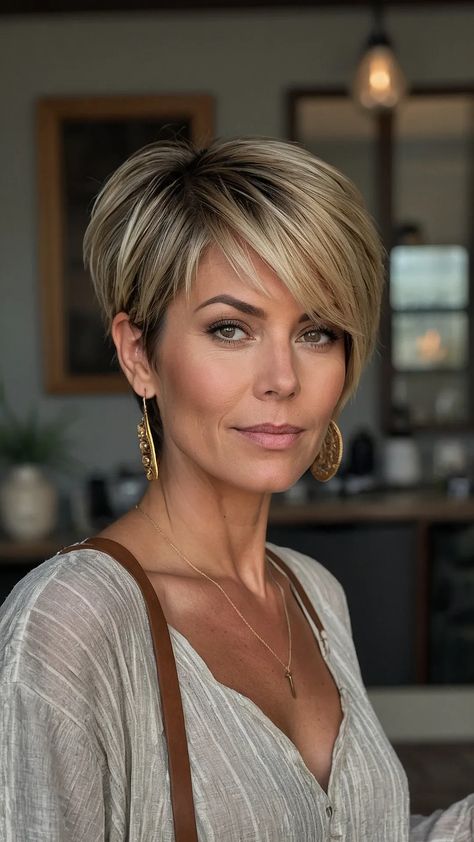 Trend Alert: Top 15 Hot Mom Haircut Ideas for 2024! 32 Funky Short Hair Over 50, Mom Haircut, Mama Hair, Mom Haircuts, Funky Hair, Funky Short Hair, Blonde Hair Color Ideas, Messy Short Hair, Mom Hairstyles