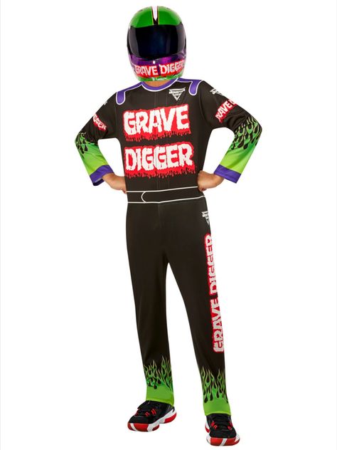 Rubies Monster Jam Grave Digger Boy's Costume Monster Truck Driver Costume, Grave Digger Costume, Monster Truck Halloween Costume, Monster Truck Costume, Digger Costume, Truck Costume, Monster Jam Grave Digger, Boys Costumes, Race Car Driver