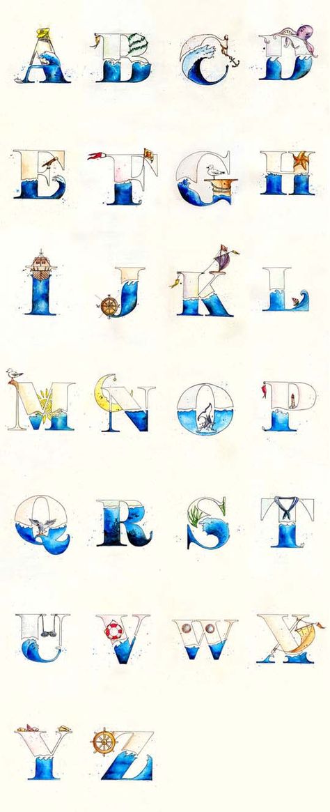 46.experimental typography Ocean Alphabet, Nautical Letters, Alfabet Font, Typography Served, Alfabet Letters, Typography Alphabet, Creative Lettering, Calligraphy Alphabet, Alphabet Art