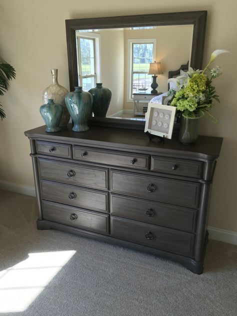 How to stage a dresser Dresser Top Decor Ideas, Decorating A Dresser Top, Top Of Dresser Decor, Dresser Top Decor, Dresser Decoration, Top Of Dresser, Top Decor Ideas, Dresser Decor Bedroom, Dresser Design