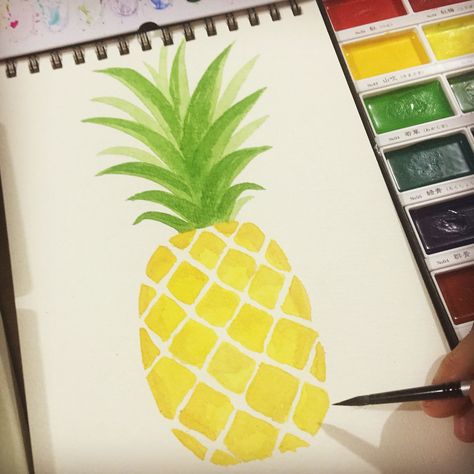 Painted Pineapple, Pineapple Drawing, Pineapple Painting, Beach Themed Crafts, Diy Paintings, Paper Banners, Hawaiian Party, Calligraphy Pens, Themed Crafts