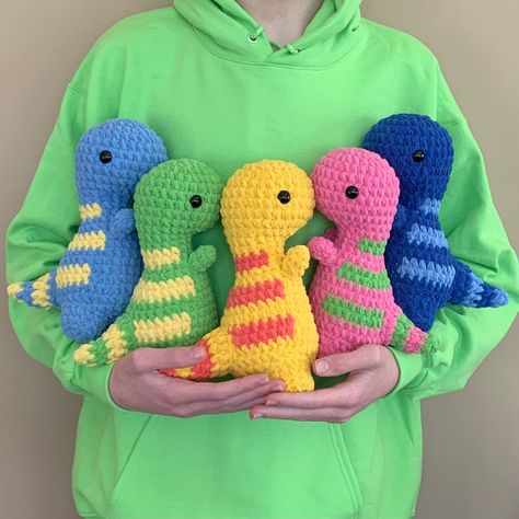 Amigurumi Trex Crochet Dinosaur, Jumbo Dino Crochet, Crochet Dinosaur Pattern Free Chunky Yarn, Crochet Stuffed Animals Easy Free, Trex Crochet Free Pattern, Crochet T Rex Pattern Free, Yarn Dinosaur, Crochet Dino Plush, Trex Crochet