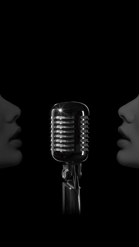 Two Microphones Aesthetic, Vintage Microphone Aesthetic, Microphone Wallpaper, Microphone Photography, Microphone Art, Karaoke Aesthetic, Microphone Aesthetic, Old Microphone, Black And White Plates