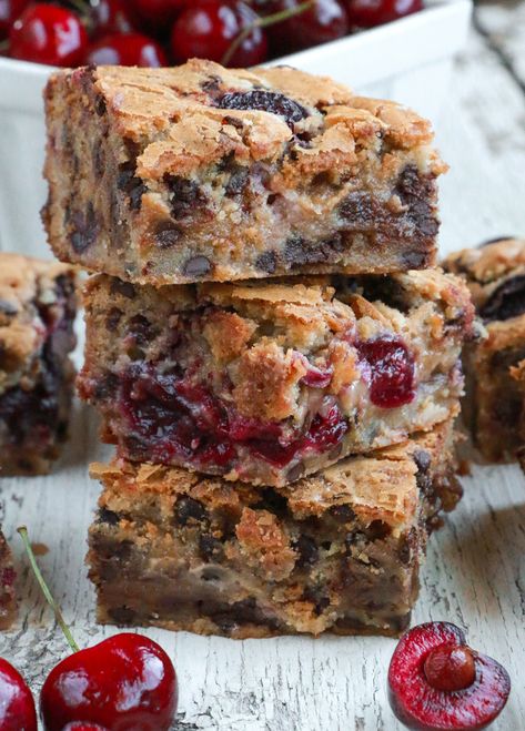 Cherry Chocolate Chip Blondies - Lepp Farm Market Osoyoos Bc, Chocolate Blondies, Chocolate Chip Pie, Cherry Bars, Chocolate Chip Blondies, Cookie Cake Pie, Cherry Cookies, Chocolate Chip Bars, Shortbread Bars