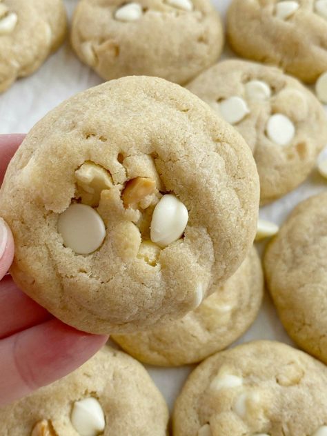 White Chocolate Macadamia Nut Cookies White Macadamia Nut Cookies, Macadamia Nut Cookies Recipe, Cookies With White Chocolate Chips, Chocolate Macadamia Nut Cookies, Cookies With White Chocolate, White Chocolate Macadamia Nut Cookies, White Chocolate Macadamia Nut, Soft Baked Cookies, Macadamia Cookies