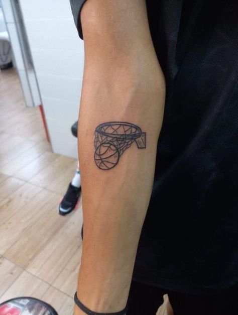 Basketball Arm Tattoos, Basketball Minimalist Tattoo, Basketball Related Tattoos, Basketball Tattoos Ideas For Women, Small Basketball Tattoos, Basketball Tattoos For Men Ideas, Basketball Tattoo Design, Basketball Tattoos For Men, Basketball Tattoo Ideas