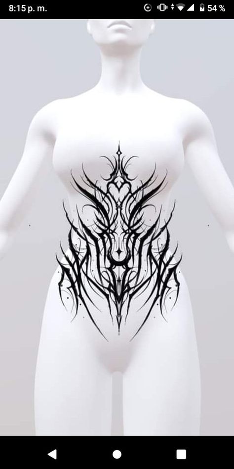 Goth Back Piece Tattoo, Dark Spine Tattoos For Women, Back Tattoo With Wings, Under Breast Tattoo Women, Cybersigilism Tattoo Stencil, Gothic Ornamental Tattoo, Big Side Tattoos Women, Top Shoulder Tattoos For Women, Gothic Stomach Tattoo