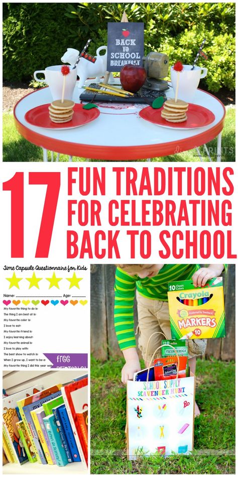 1st Day Of Kindergarten Gifts For Kids, Back To School Feast, Homeschool Layout, Back To School Traditions, School Traditions, School Table, Planning School, Traditional Ideas, School Dinner