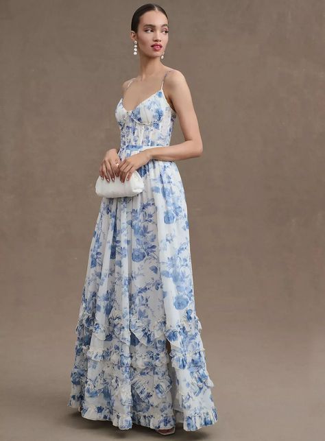 V Chapman, Carmen Dress, Structured Corset, Ruffled Gown, Floral Bridesmaid Dresses, Maid Of Honour Dresses, Floral Bridesmaid, Anthropologie Wedding, Affordable Bridesmaid Dresses