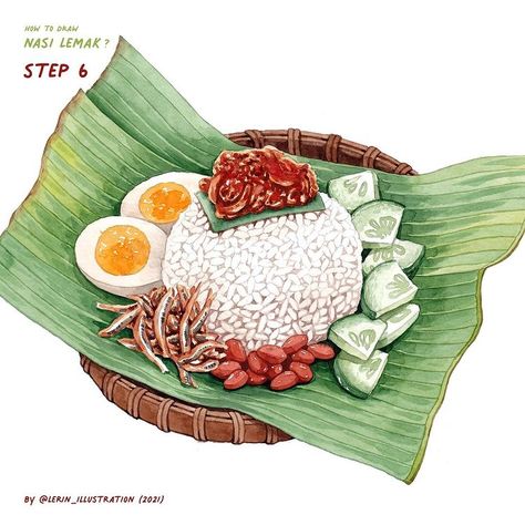 Malaysia Element, Malaysia Food Illustration, Food Recipes Drawing, Poster Merdeka, Thai Symbols, Poster Malaysia, Foods Drawing, Recipes Drawing, Malaysia Merdeka