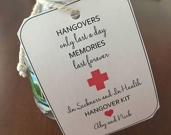 PRINTABLE Hangover Kit Tags Hangover Wedding Favors, Wedding Favours Hangover Kit, Hangover Kit Wedding, Bachelorette Hangover Kit, Hangover Recovery Kit, Hangover Survival Kit, Bachelorette Party Favor Bags, Hangover Kit Bags, Bridal Shower Tags