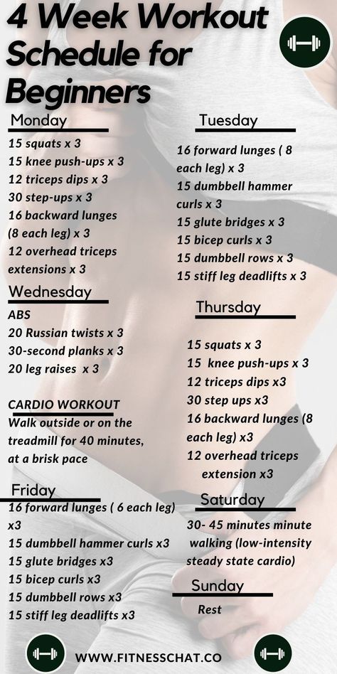 4 week workout shedule for beginners Workout Schedule For Beginners, Beginner Workout Schedule, Fitness Before After, 4 Week Workout, Beginner Workouts, Month Workout, Workout Routines For Beginners, Trening Fitness, Body Workout Plan