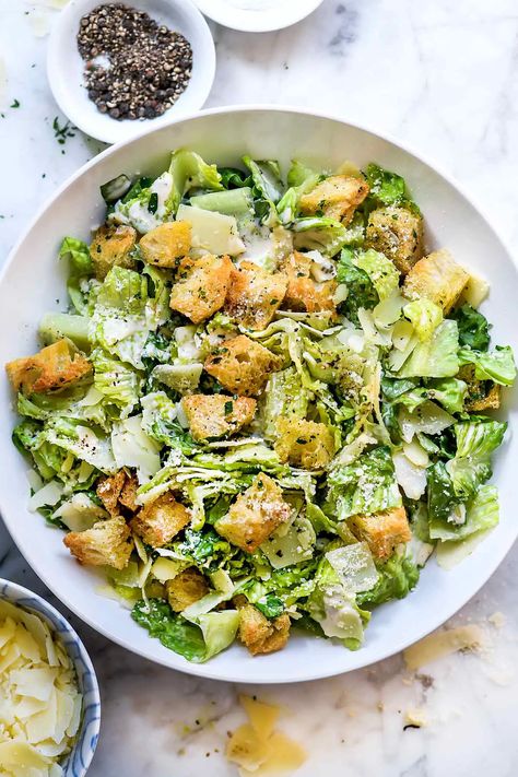 The BEST Caesar Salad (+ Homemade Caesar Dressing) | foodiecrush.com The Best Caesar Salad, Best Caesar Salad, Homemade Caesar Dressing, Homemade Caesar, Caesar Salad Recipe, Caesar Dressing, Caesar Salad, Croutons, Christmas Dinner