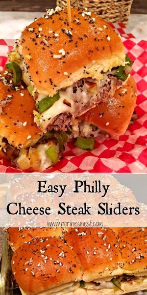 Easy Philly Cheese Steak Sliders, Philly Sliders, Cheese Steak Sliders, Sliders Sandwiches, Steak Sliders, Philly Cheesesteak Sliders, Party Sliders, Cheesecake Shooters, Cheesesteak Sliders