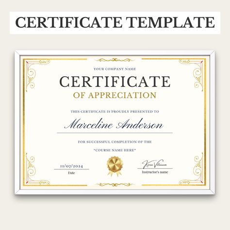 Celebrate achievements with our professionally designed Certificate of Completion Template. Perfect for recognizing the successful completion of courses, training programs, workshops, and seminars, this custom and printable certificate is ideal for educators, businesses, and organizations. Order your Certificate of Completion Template today and provide a tangible recognition of hard work and dedication. Perfect for educators, businesses, and hobbyists alike! Course Completion Certificate, Certificate Of Completion Template, Graduation Diploma, Online High School, School Diploma, College Diploma, High School Diploma, Certificate Of Appreciation, Printable Certificates