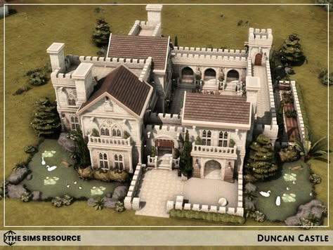 The Sims Resource - Duncan Castle Sims 4 Castle Build, French Mansion Floor Plan, Sims Castle, Sims 4 Castle, Sims4 Inspiration, Sims Exterior, Minecraft Hus, Bloxburg Castle, Castle Layout