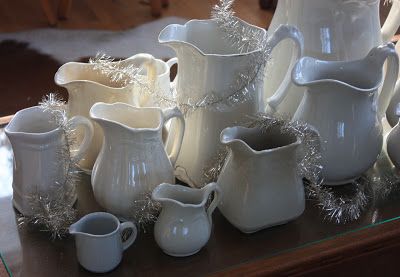 Wild Rose Vintage: White Pitchers White Pitchers, Iron Stone, White Tableware, Vintage Ironstone, White Pitcher, White Pictures, Vintage Pitchers, White Dishes, White Pottery