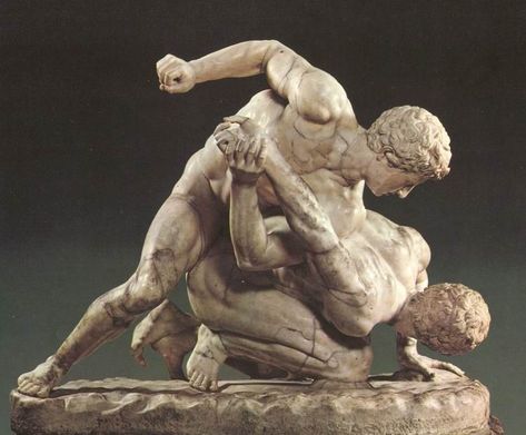 Greek Wrestling, Ancient Olympics, Classic Sculpture, Greek Statues, Ancient Greek Art, Roman Sculpture, Art Premier, Greek Sculpture, Roman Art