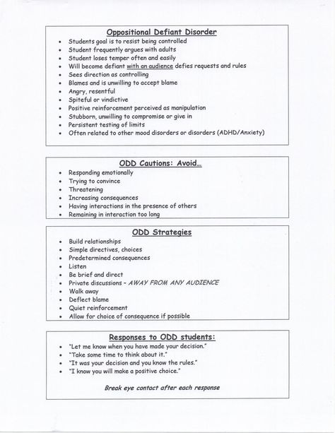 tips for ODD Odd Disorder Parenting Tips, Odd Disorder Management, Strategies For Odd Students, Proactive Behavior Strategies, Odd Disorder Parenting, Oppositional Defiant Disorder In Adults, Oppositional Defiant Disorder Worksheets, Defiant Behavior Interventions, Odd Disorder