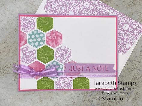 Hexagon Cards, Beautiful Shapes, Free Stamps, Hello Cards, Pink Cards, Stamp Projects, Designer Series Paper, Adult Crafts, Flower Stamp