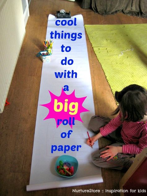 Cool things to do with a BIG roll of paper :: NurtureStore :: inspiration for kids Schedule Ideas, Preschool Schedule, Youth Work, December Activities, Cool Things To Do, Artist Working, Sensory Table, Art Resources, Crafty Kids