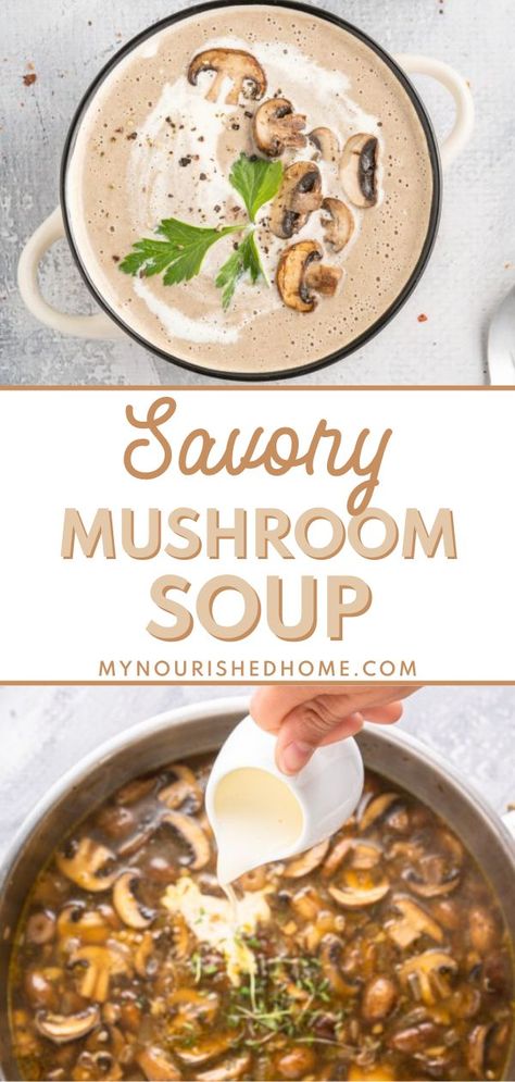 As a light meal or an appetizer, this Savory Mushroom Soup recipe will satisfy your hunger without slowing you down. With a full pound of delicious cremini mushrooms, you can’t miss their incredible savory flavor. Onions, garlic, thyme, and butter complement the natural earthiness, while beef stock and cream give the soup a full texture that will satisfy your hunger. Mushroom And Onion Soup, Mushroom Soup Recipes, Easy Family Dinners, Family Dinner Recipes, Picky Eater Recipes, Mushroom Soup, Easy Family Meals, Healthy Ingredient, Light Recipes