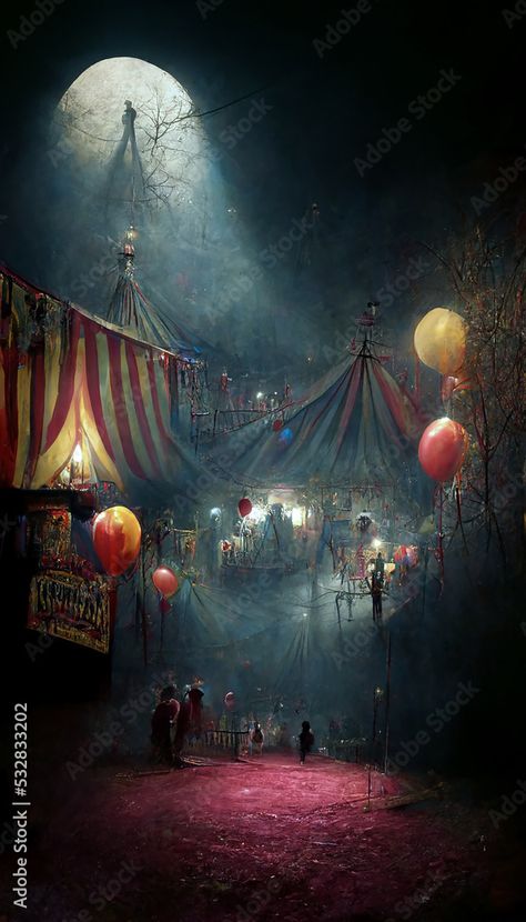 Witchlight Carnival Aesthetic, Circus Fantasy Art, Circus Wallpaper Aesthetic, Witchlight Carnival, Fantasy Circus, Scary Circus, Haunted Circus, Circus Wallpaper, Dark Carnival