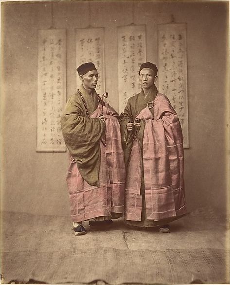 Unknown | [Two Chinese Men in Matching Traditional Dress] | The Met Turandot Opera, Chinese Man, Buddhist Monk, Ancient China, Vintage Portraits, Retro Print, Traditional Clothing, Chinese Culture, Vintage China