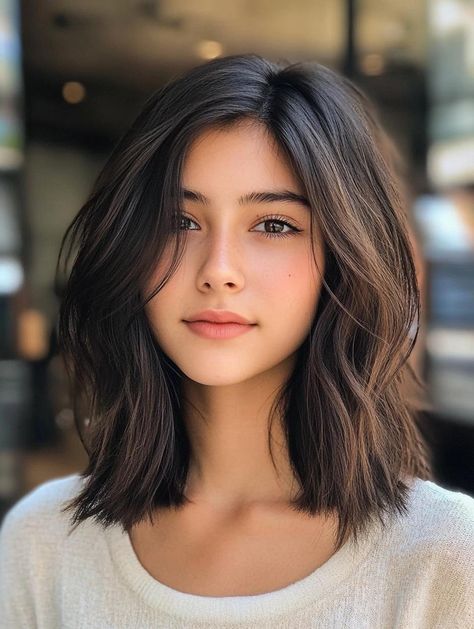 Chic Shoulder Length Haircuts: Versatile Styles for Every Hair Type Medium Haircut Korean Shoulder Length, Medium Length Haircut Unstyled, Haircut For Medium Length Hair Indian, Shoulder Bob Haircut, 2025 Haircut, Straight Medium Length Hair, Above The Shoulder Haircuts, Shoulder Length Haircut, Shoulder Length Bob Haircut