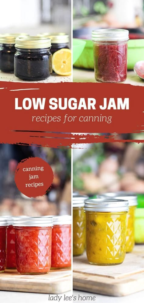 Low Sugar Jam Recipes for Canning: Canning Jam Recipes - Do you love homemade jams, but don't want the added sugar? Low Sugar Jam Recipes for Canning is here to save the day! With simple, no pectin jam recipes, you can enjoy the flavor of your favorite preserves without guilt. Learn how to make your own fruit preserves in jars, and how to decrease the sugar content of traditional jam recipes, so you can enjoy homemade jams without breaking the bank, or your diet. Jam Recipes For Canning, Orange Jam Recipes, Low Sugar Jam Recipes, Grape Jam Recipe, Canning Fruit Recipes, Recipes For Canning, Sugar Free Jam Recipes, Fruit Jam Recipes, Mixed Berry Jam