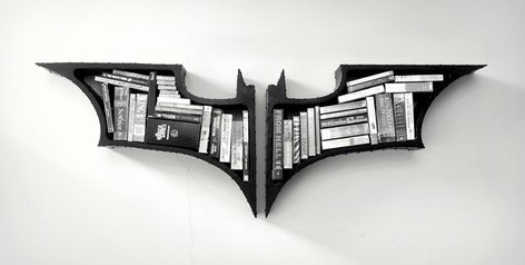 The Dark Knight Bookshelf | Cool Material Batman Bookshelf, Batman Dark Knight, Book Safe, 3d Laser, The Batman, Book Shelf, 로고 디자인, Dark Knight, Boy's Room