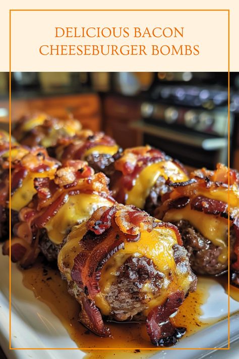 A mouthwatering plate of Bacon Cheeseburger Bombs, featuring crispy bacon and gooey cheese, perfect for parties or game night. This pin includes a delicious recipe from flavornectar.com. Cheeseburger Balls, Bacon Wrapped Burger, Bacon Cups, Burger Bites, Slow Cooker Italian Beef, Tater Tot Breakfast, Best Mashed Potatoes, Superbowl Appetizers, Bacon Appetizers