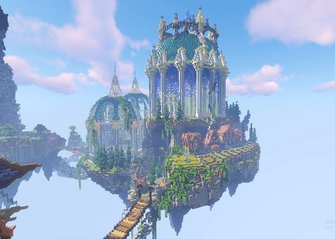 Minecraft Sky, Minecraft Temple, Minecraft Kingdom, Minecraft Statues, Sky Island, Minecraft Structures, Minecraft House Plans, Bangunan Minecraft, Minecraft Cottage