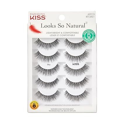 KISS Looks So Natural, False Eyelashes, 'Shy', 12 mm, Includes 5 Pairs Of Lashes, Contact Lens Friendly, Easy to Apply, Reusable Strip Lashes, Glue On Classic Hybrid Lashes, Kiss Eyelashes, Hybrid Lashes, Picnic Dates, Muncie Indiana, Natural False Lashes, Affordable Beauty Products, Kiss Products, Purple Shampoo And Conditioner