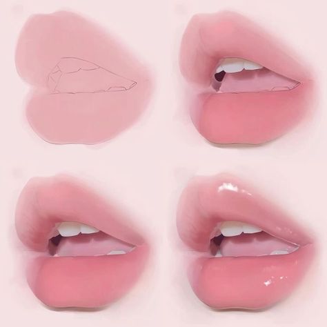 118078821474312313-IdeaPin-page-1-image Digital painting tutorial of pink lips, step-by-step illustration, from sketch to glossy finish, realistic art technique. | Sky Rye Design How To Render Lips Digital Art, How To Shade Lips, Lip Digital Art Tutorial, How To Paint Lips, Glossy Lips Drawing, Lips Tutorial Drawing, Procreate Art Ideas, Lips Drawing Tutorial, Drawing Ideas Digital