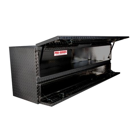 High Capacity 72in Stake Bed Contractor TopSider w/Doors - Black Powder Coat Aluminum. Westin's Brute Pro Series Tool Box. Bed Side Rails, Box Truck, Bed Parts, Truck Stuff, Rain Gutters, Tool Boxes, Lid Storage, Truck Bed Accessories, Work Truck