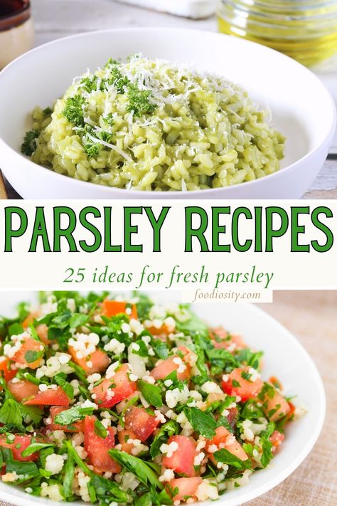 Vegan Recipes With Parsley, Dishes With Parsley, What To Make With Fresh Parsley, How To Use Fresh Parsley, What To Do With Parsley Fresh Herbs, Uses For Fresh Parsley, Parsley Recipes Salad, Leftover Parsley Recipes, Soup With Parsley