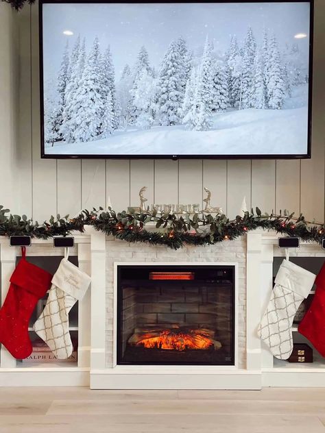 How to decorate your electric fireplace for the Holidays? Decorating, for me, sets everything in Holiday mood and gets me and the whole family excited for Christmas. Electric Fireplace Christmas Decor, Tv Stand Christmas Decor, Fireplace For Christmas, Excited For Christmas, Fireplace Bookshelves, Pre Lit Garland, Electric Fireplace Wall, Electric Fireplace Tv Stand, Christmas Fireplace Decor