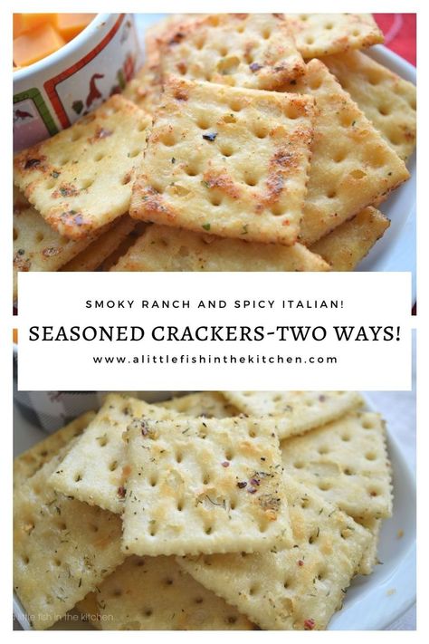 easy seasoned crackers sit on white plate with a small bowl of cheese cubes on the side. Seasoned Saltine Crackers No Bake, Oyster Crackers Italian Seasoning, Seasoned Saltines Recipe, Saltine Crackers Seasoned, Spicy Saltine Cracker Recipes, Fire Crackers Saltines, Savory Saltine Cracker Recipes, Saltiness Cracker Recipes, Saltine Cracker Recipes Seasoned