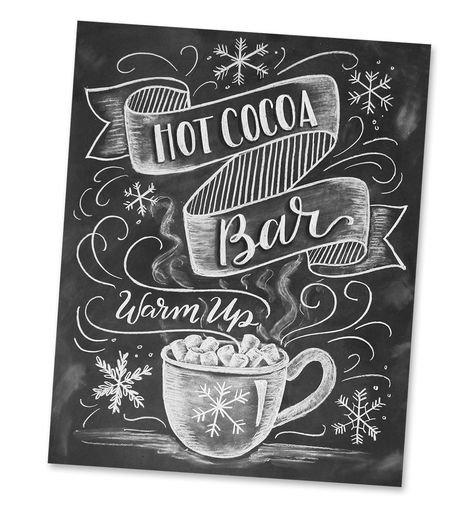 Chalk art DIY by Valerie McKeehan: Learn all the steps to make this cute hot cocoa bar chalkboard sign for your holiday parties Christmas Chalkboard Art Hot Cocoa, Hot Chocolate Chalkboard Art, Bar Chalkboard Sign, Chalk Art Christmas, Bar Signs Diy, Bar Chalkboard, Cocoa Bar Sign, Cocoa Stand, Hot Cocoa Bar Sign