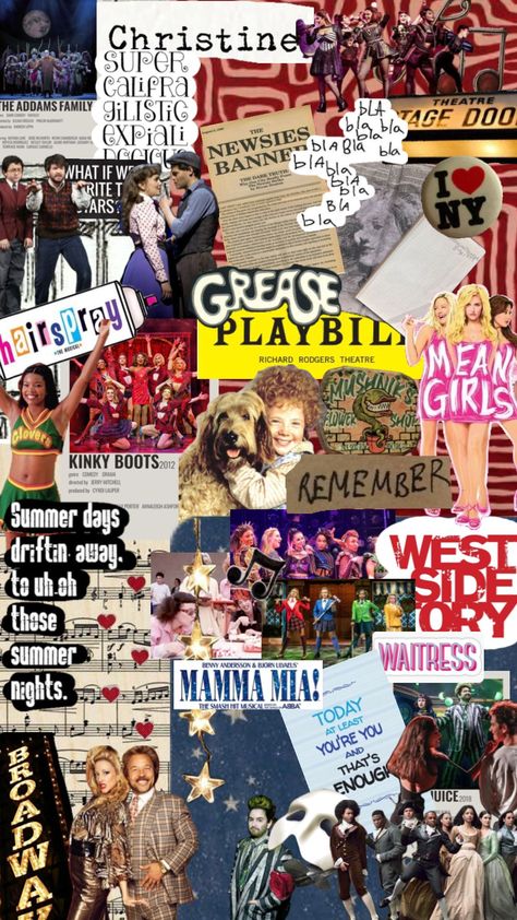 Musical Theatre Collage Wallpaper, Musical Theater Wallpaper Iphone, Musical Theatre Wallpaper Iphone, Beetlejuice Musical Wallpaper, Musical Theater Wallpaper, Musical Theatre Wallpaper, Broadway Collage, Musicals Wallpaper, Clarinet Aesthetic